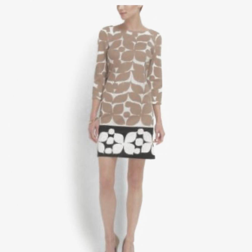 London Times Tan and Black Floral Mini Dress